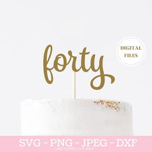 Forty SVG 40. urodziny Tort Topper SVG Babeczka SVG
