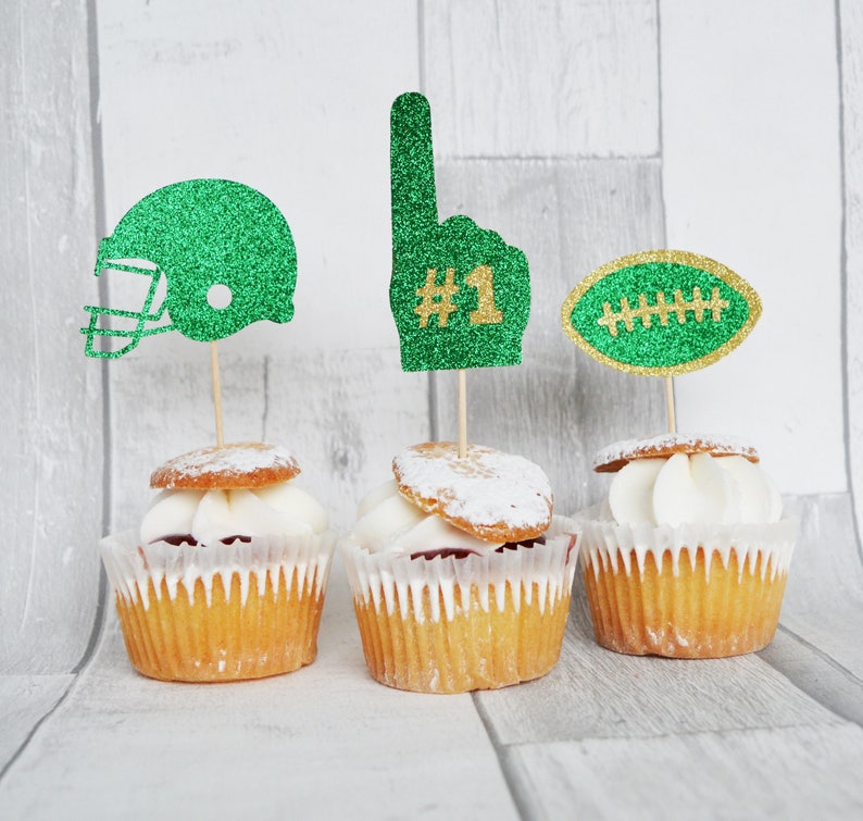 Football Cupcake Toppers Football Party Super Bowl Party Etsy