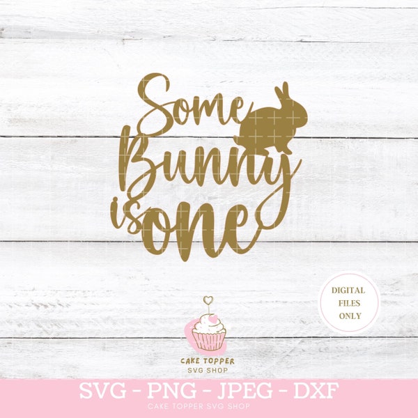 Some Bunny is One Cake Topper SVG Bunny 1st Birthday Cake Topper Cut File