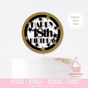 Feliz 18 cumpleaños 3D Cake Topper SVG Layered Cake Topper SVG