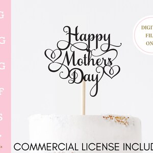 Happy Mothers Day Cake Topper SVG png eps dxf en Jpeg inbegrepen