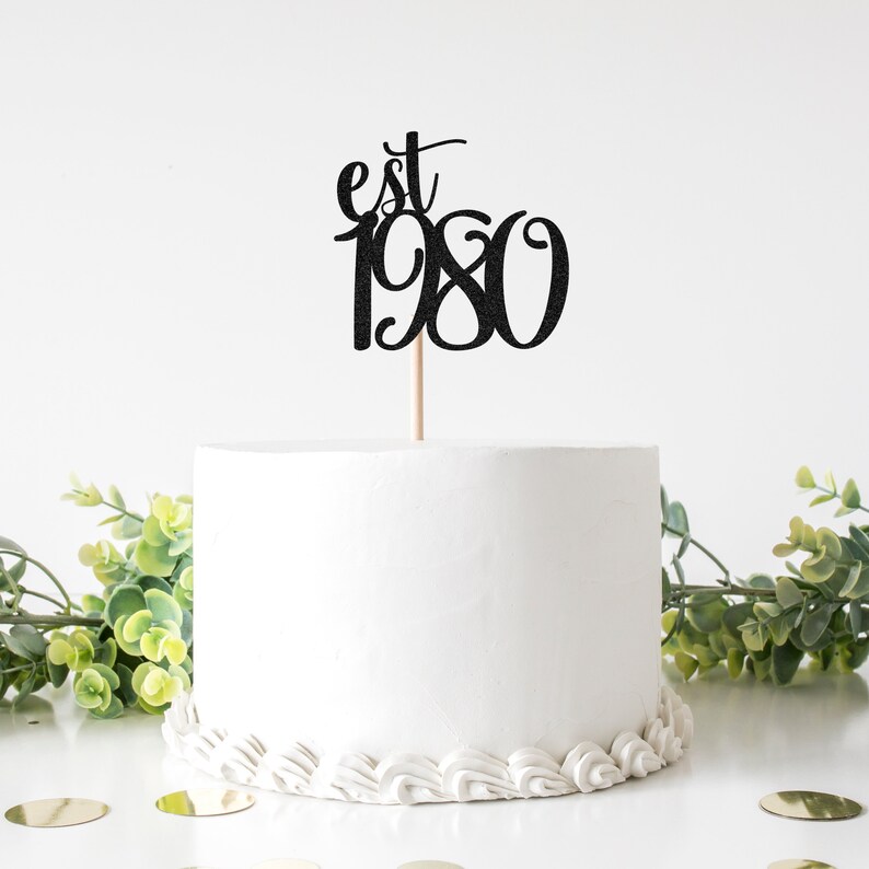 Download 40th Birthday SVG Est 1980 Birthday Cake Topper SVG | Etsy