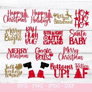 Weihnachten SVG Bundle Lustige Weihnachten Cake Topper SVG PNG Dateien 14 Designs