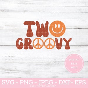 Twee Groovy SVG Cut File Boys 2e verjaardag Retro 70's Hippie SVG