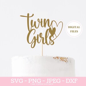 Zwilling Mädchen Twin Baby Shower Gender Reveal Cake Topper SVG