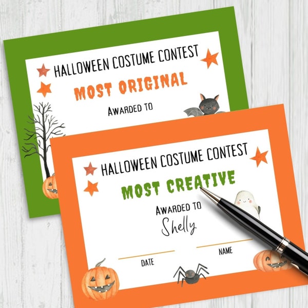 Halloween Contest Certificates Printable Halloween Costume Competition Ballot Cards Halloween Party Printable Activity