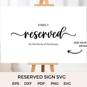 Reserved Sign SVG Wedding Sign SVG Wedding Reception Table Sign ...