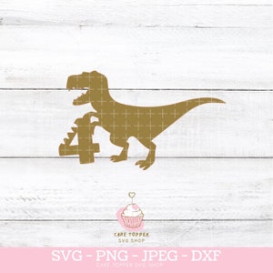 Dinosaurier Cake Topper SVG 4. Geburtstag Dinosaurier PNG