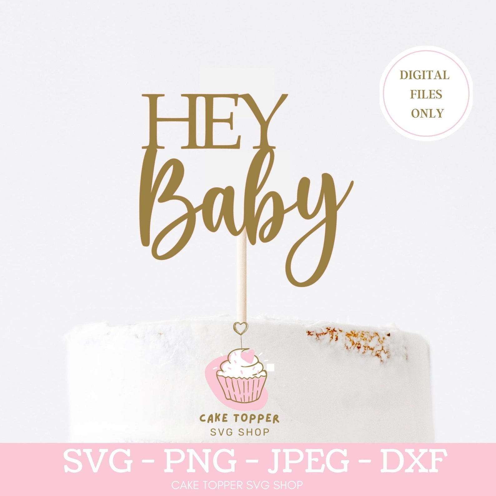 Hey Baby Baby Shower cake Topper SVG Gender Reveal cake Etsy