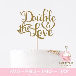 Verdubbel de liefde Twin Baby Douche Teken Twin Gender Reveal Cake Topper SVG Twin Zwangerschap Baby Reveal Party Decoraties