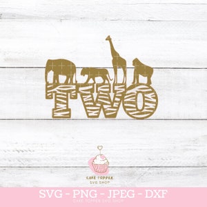Zwei Safari Cake Topper SVG 2nd Birthday Jungle Cake Topper SVG