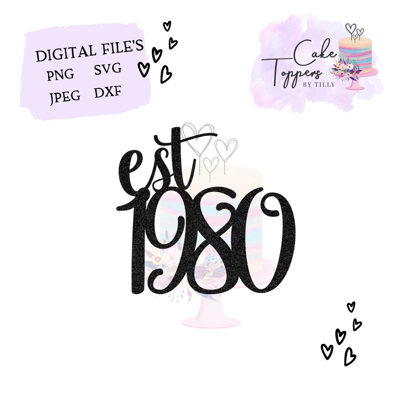 Download 40th Birthday SVG Est 1980 Birthday Cake Topper SVG | Etsy
