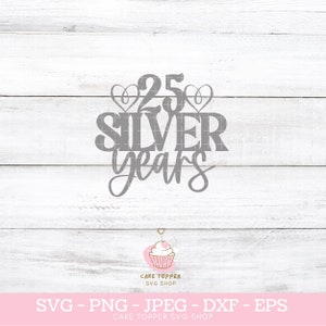 25 anos de prata SVG 25º aniversário de casamento, licença comercial incluída