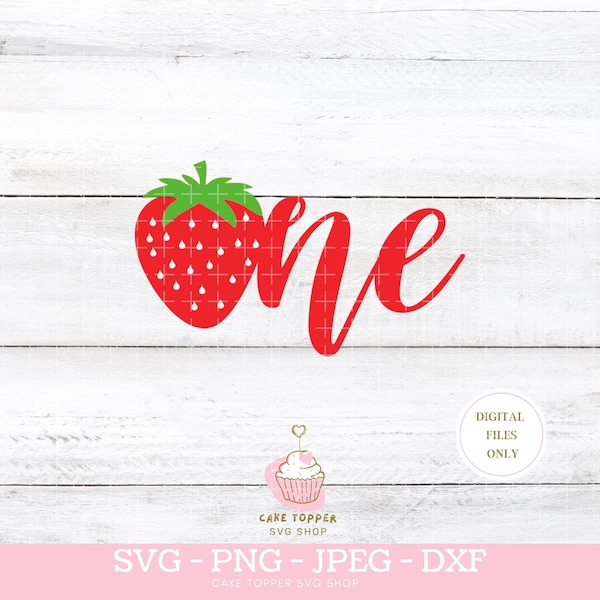 One Strawberry Cake Topper SVG 1st Birthday Cake Topper Layered SVG