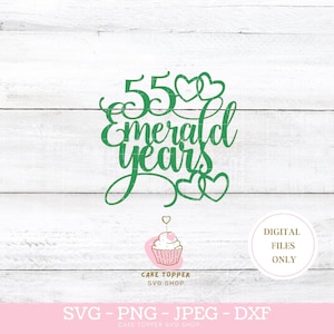 55 anni di smeraldo SVG. Cutfile del 55° anniversario di matrimonio