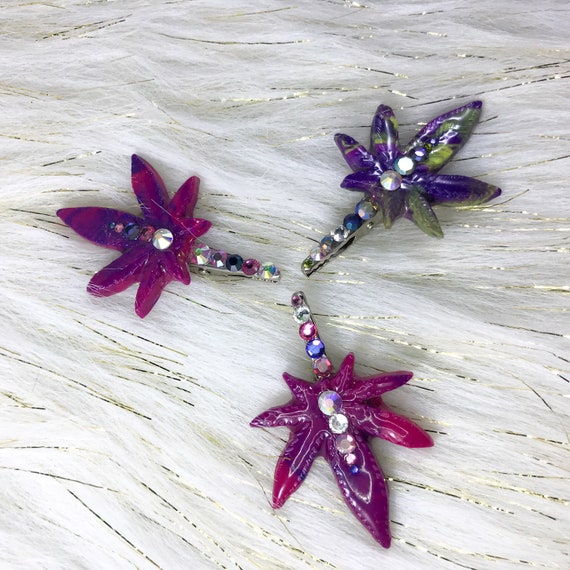 Swirled Polymer Clay Weed Leaf Clip Smoke Clip Hair Clip Etsy