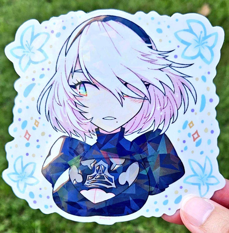 Colorful Nier Automata Stickers Decal 2B 9S Anime Holographic Androids ...