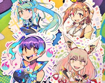 Kolorowe naklejki holograficzne Xenoblade błyszczące Pneuma Sena Nia Xenoblade Chronicles 3 XC3 XC2 Robot Anime duża naklejka