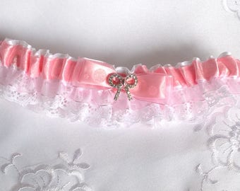 Jarretière rose et dentelle/jarretelle rose/accessoire pour la mariée