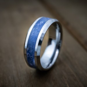 Tungsten Wedding Ring, Authentic Sapphire Band, Mens Sapphire Wedding Band, Anniversary Ring, Tungsten Wedding Band, Gift For Him, For Her