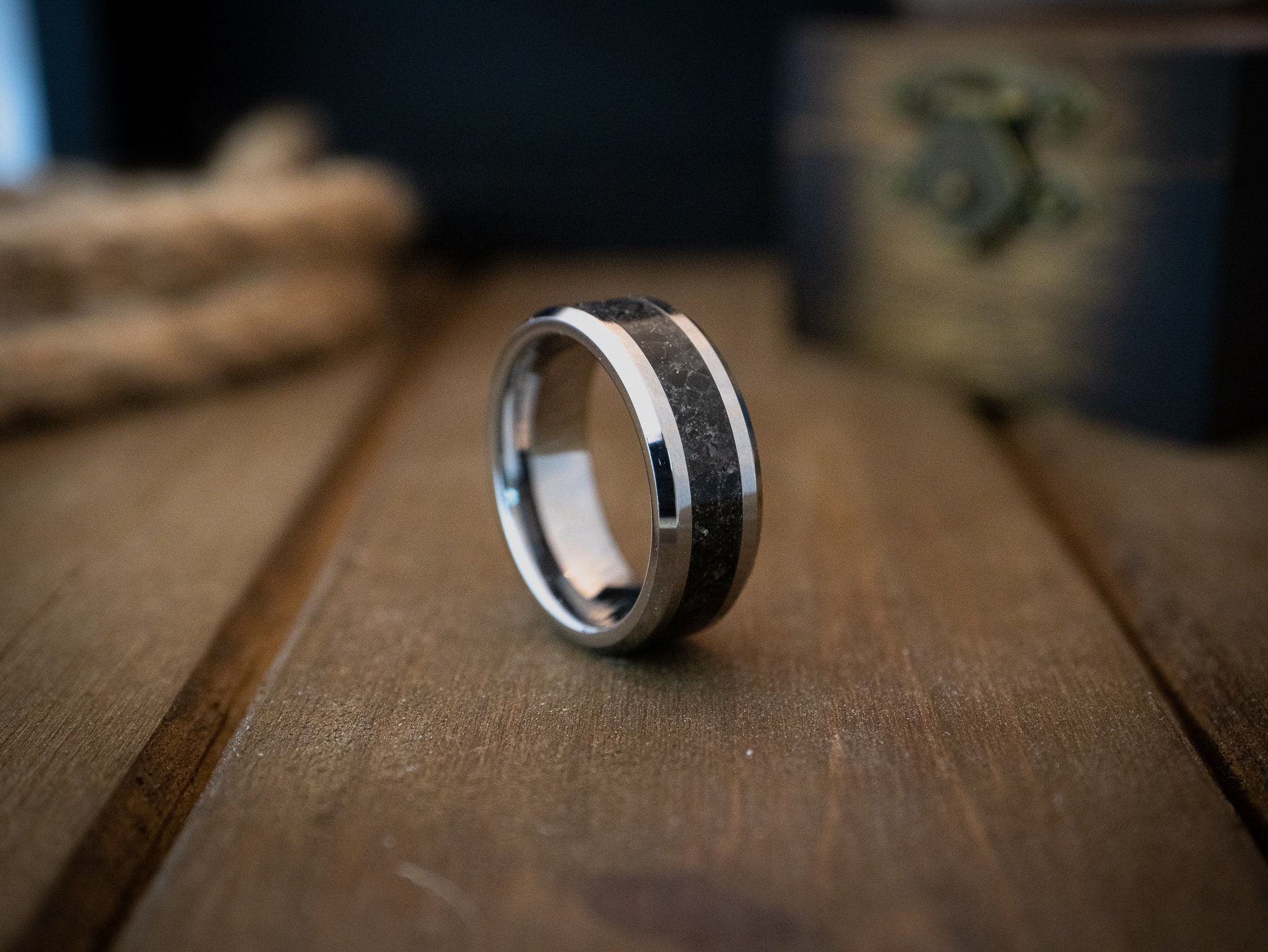 Obsidian Ring Tungsten Ring Tungsten Obsidian Ring Wedding - Etsy