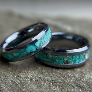 Tungsten ring, Turquoise ring, Turquoise tungsten ring, Mens wedding band, Womens wedding band.