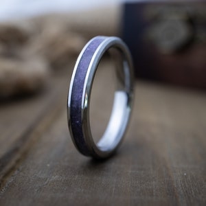 Amethyst wedding band, 4mm tungsten ring , Amethyst ring, Amethyst ring, Womens wedding ring, Tungsten slim wedding band, Amethyst ring