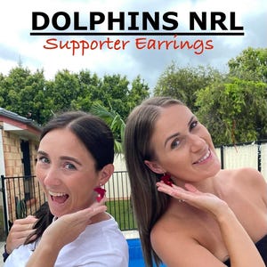 Redcliffe Dolphin NRL earrings, Redcliffe Earrings, Dolphin Earrings, Rugby League, Supporter earrings, Team Earrings, NRL Earrings
