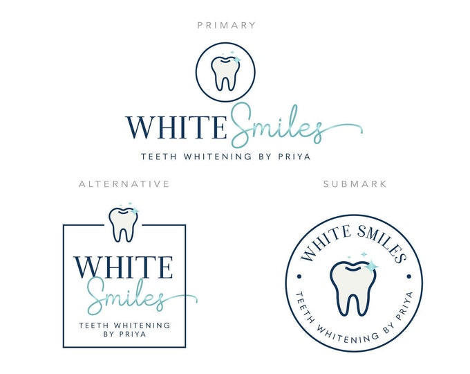Teeth Whitening Logo Dental Logo Branding Kit Tooth Premade Etsy