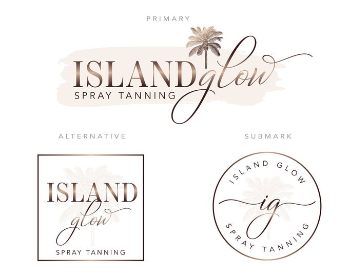 Bronze Spray Tanning Premade Logo Design Watercolor Palm Tree - Etsy