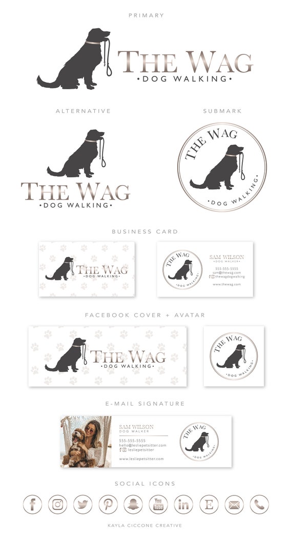 Dog Walking Premade Logo Design Pet Business Branding Animal Etsy