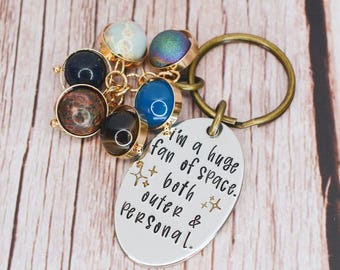Space Quote Keychain – Planet Charms Gift for Astronomy Fans & Introverts