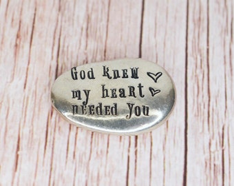 Hand Stamped Pewter Pocket Pebble – Christian Encouragement Keepsake