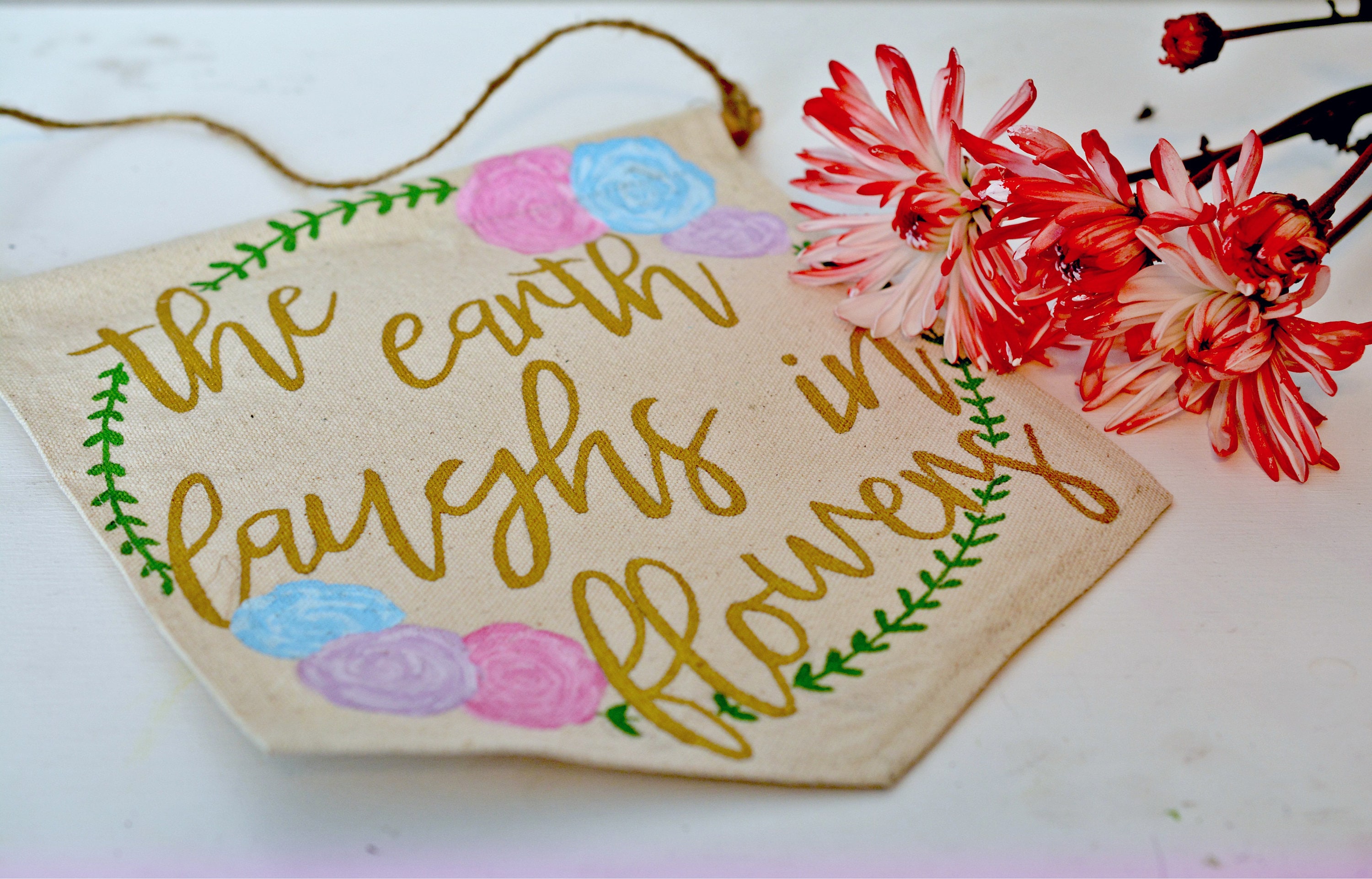 Spring Pennant Floral Banner Wall Hanging Fabric Pennant Etsy