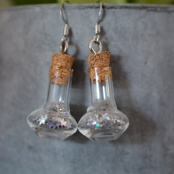 Potion Bottle Earrings, Witchy Earrings, Cosplay Earrings, Shaker Earrings, Statement Earrings, Witchy Gift, Glass Earrings, Ready to Ship