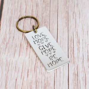 Hand-Stamped Pewter Keychain: Inspirational Quote Key Ring