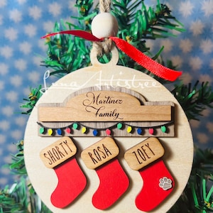 Personalized Christmas Stocking Ornament, Digital File, Laser Cut, Fits 2-8 names, Custom Tree Decor