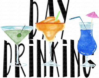 Day Drinking PNG, Hand drawn Digital file, Girls Trip Png, Camping Png, Alcohol PNG, Adult Beverages, Sublimation, Printable File