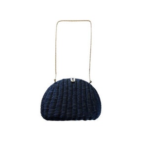 BOLSO MAGID BASKET de los años 60 Negro con cadena de hombro serpentina dorada Bolso tejido Bolso hecho en Hong Kong del día a la noche