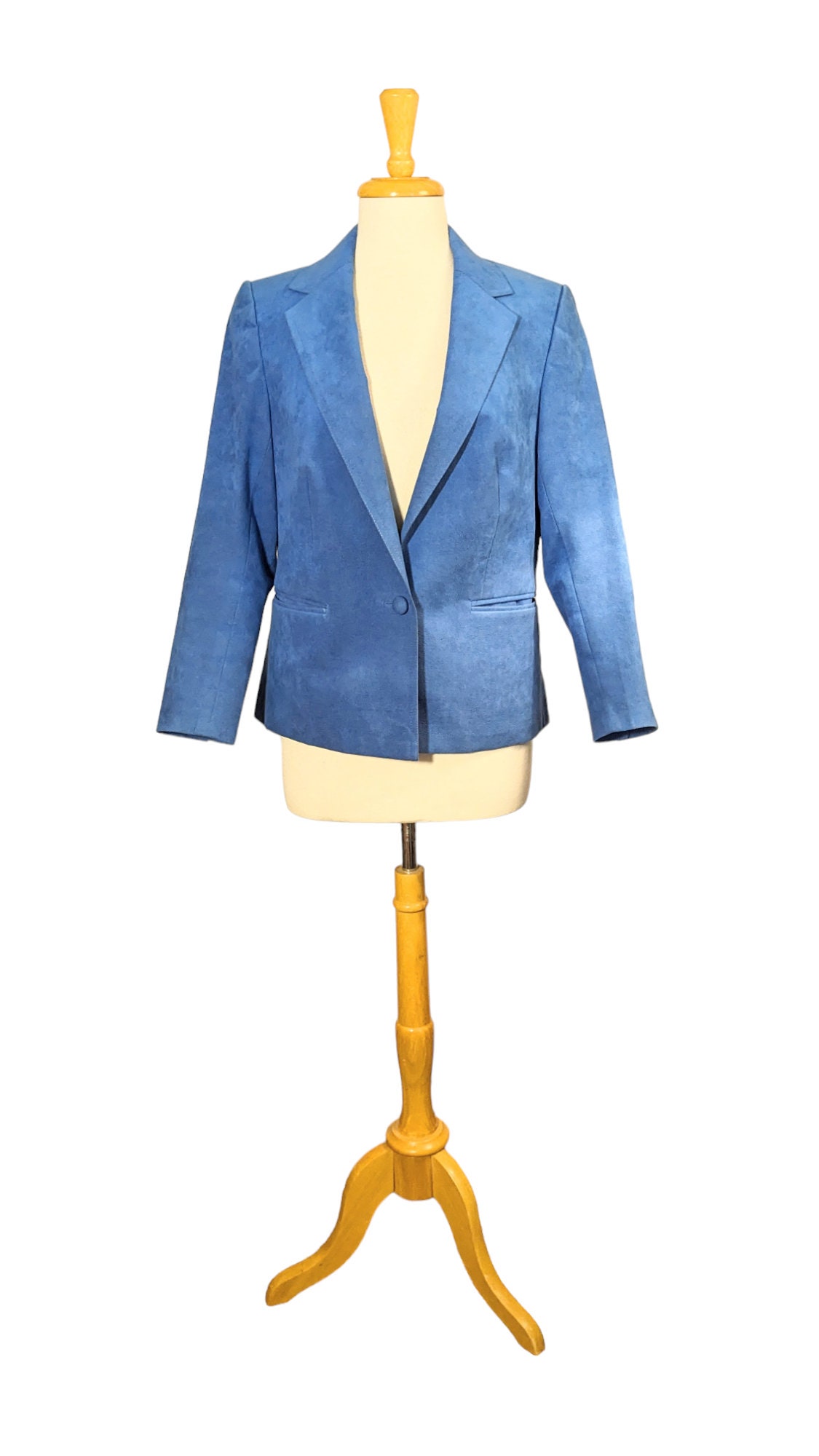 80s Cerulean Blue ULTRA SUEDE BLAZER S M Jacket Sea Breezy