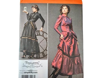 STEAMPUNK EDWARDIAN Sewing Pattern Simplicity 2207 xl 1x plus size 14 16 18 20 2 pc Costume Gilded Age Cinch Waist Top Maxi Skirt Victorian