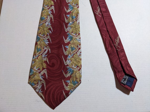 80s Rococo CLAUDE MONTANA NECKTIE Italian Silk Tie fl… - Gem