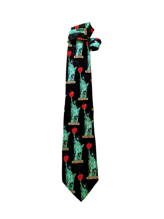 80s BLOOMINGDALES STATUE of LIBERTY Tie Silk Neck… - image 3