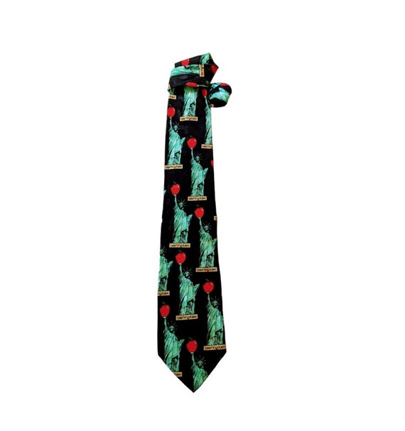 80s BLOOMINGDALES STATUE of LIBERTY Tie Silk Neck… - image 1