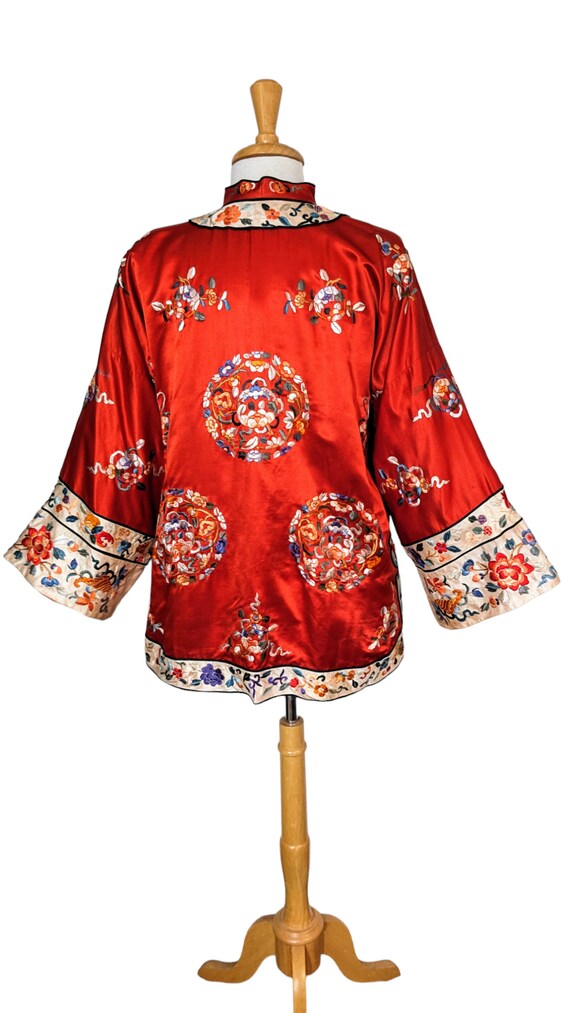 50s perfect CHINESE Hand EMBROIDERED JACKET M L R… - image 6