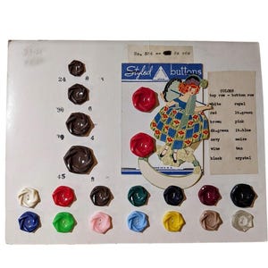 BOUTONS DE STYLE Années 30 40 Vendeur d'échantillons de cartes-présentoirs Plastique Art déco pour vendeurs de fantaisie