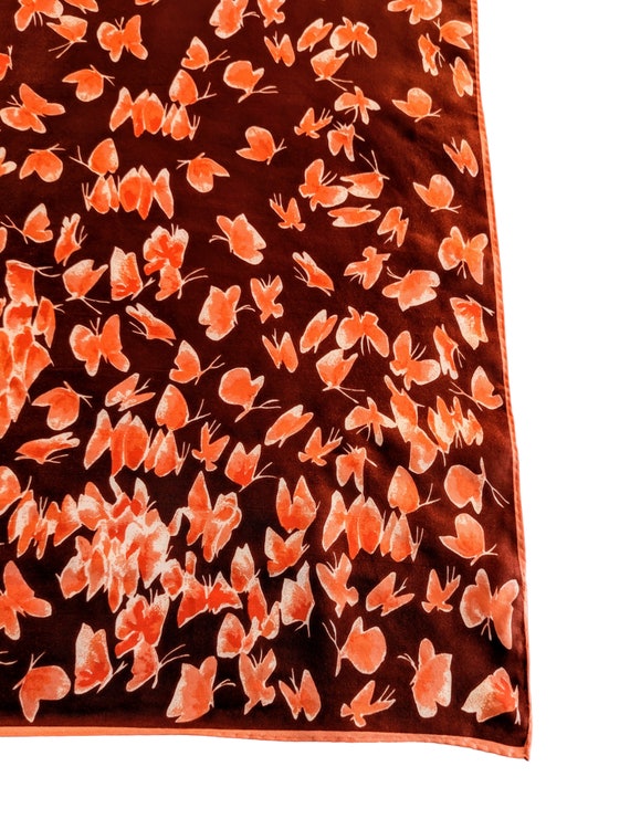 70s Butterfly VERA NEUMANN SCARF Orange Sherbet R… - image 3