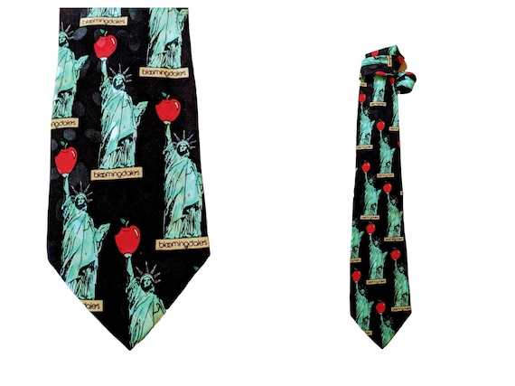 80s BLOOMINGDALES STATUE of LIBERTY Tie Silk Neck… - image 2