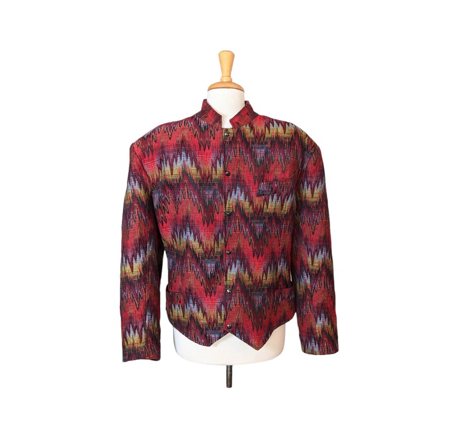 80s Super Rare PARACHUTE TAPESTRY JACKET M Mens Style Harry