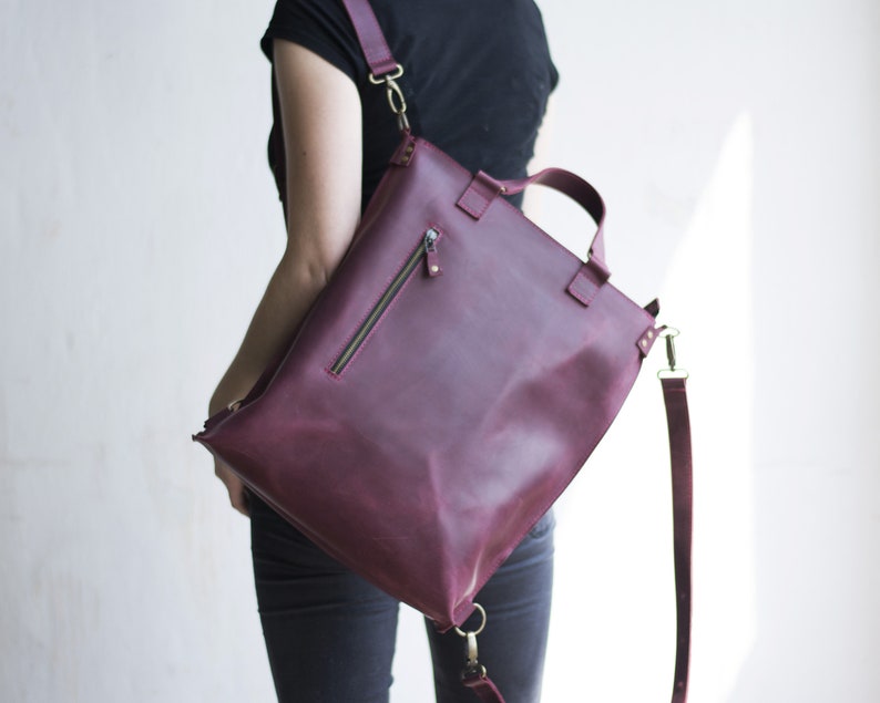 leather tote backpack convertible